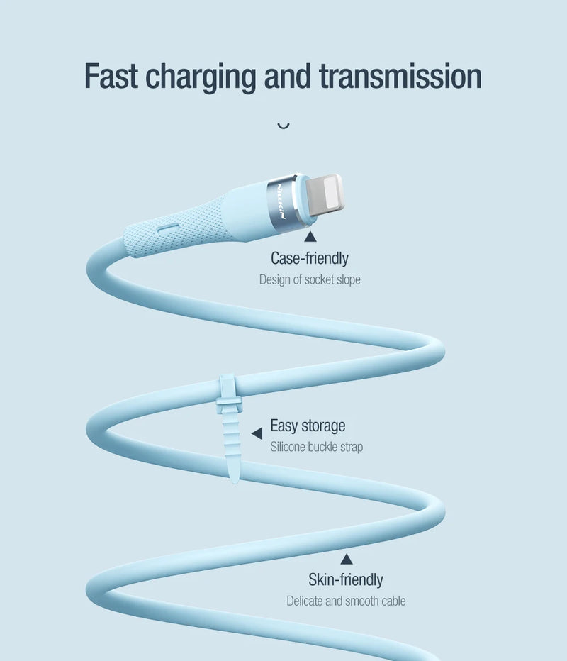 NILLKIN PD 27W Type C To Lightning Cable Fast Charge Efficient transmission liquid Silicone Cable For iPhone 14 13 12 Pro Max