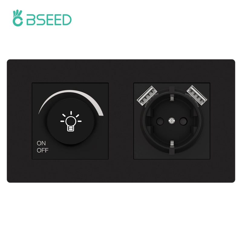 BSEED Normal Light Dimmer Switch Rotary Knob Dimmer Switch Adjustable Brightness Controller Plastic Frame Button Dimmer Switch