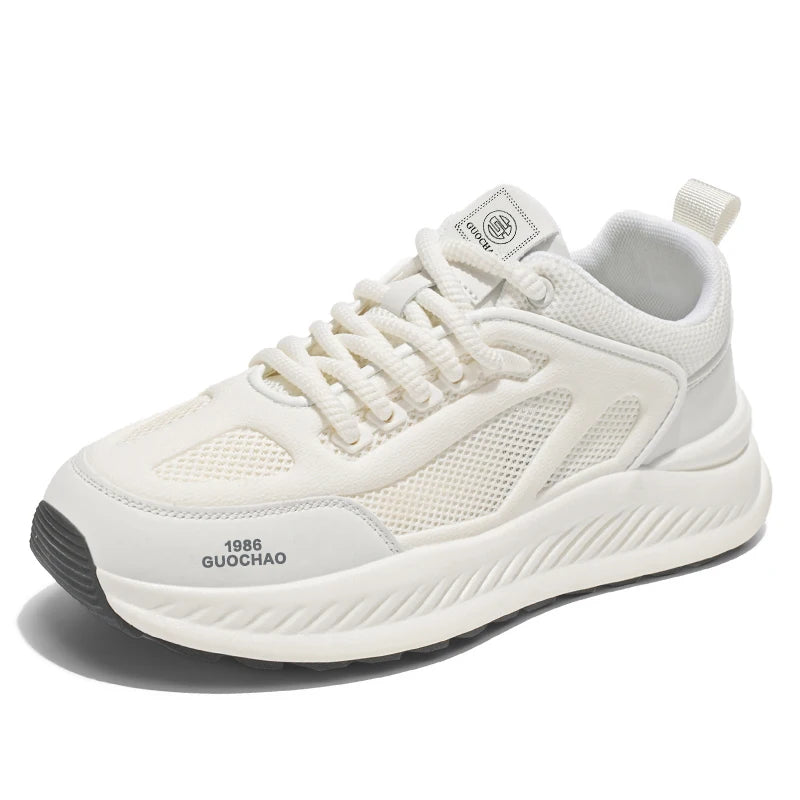Men's casual sneakers four seasons breathable lightweight soft-sole non-slip outdoor running shoes thick-sole speed sports shoes