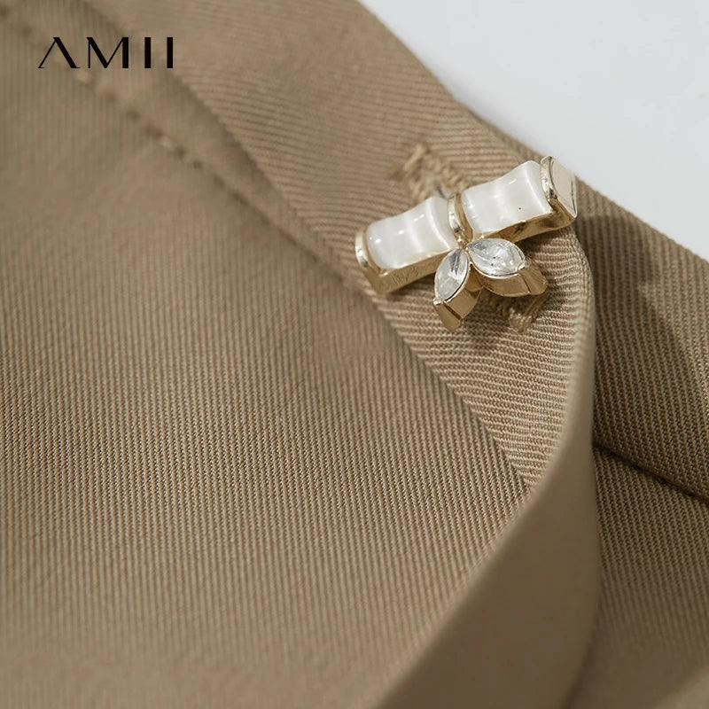 ខោ AMII Office Lady Solid Women Summer 2026 ខោជើងវែងថ្មីធ្វើពីឫស្សីតុបតែងលម្អដោយធម្មជាតិ ចង្កេះធំទូលាយ ម៉ូដសម្រាប់នារី 12521049