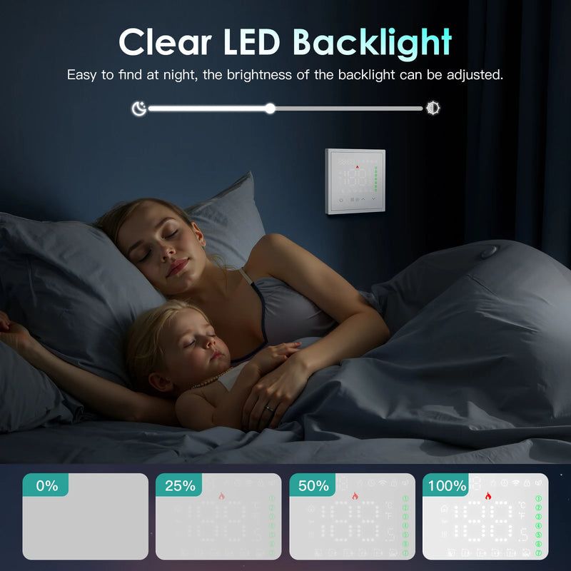 BSEED Zigbee Thermostat Smart Electric Floor Heating Water Boiler With Socket Alexa Google Temperature Controller Plastic Frame
