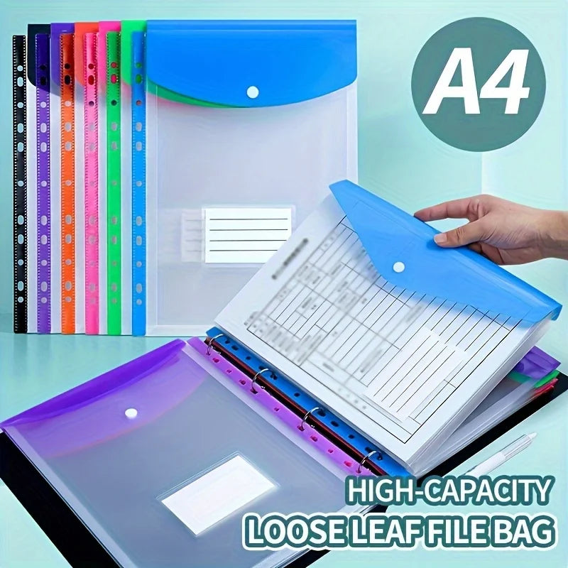 6pcs A4 Expanding File Folders with Button 11 Ring Binder Pockets.Durable A4 Binder Organizer, for School, Office. file folder