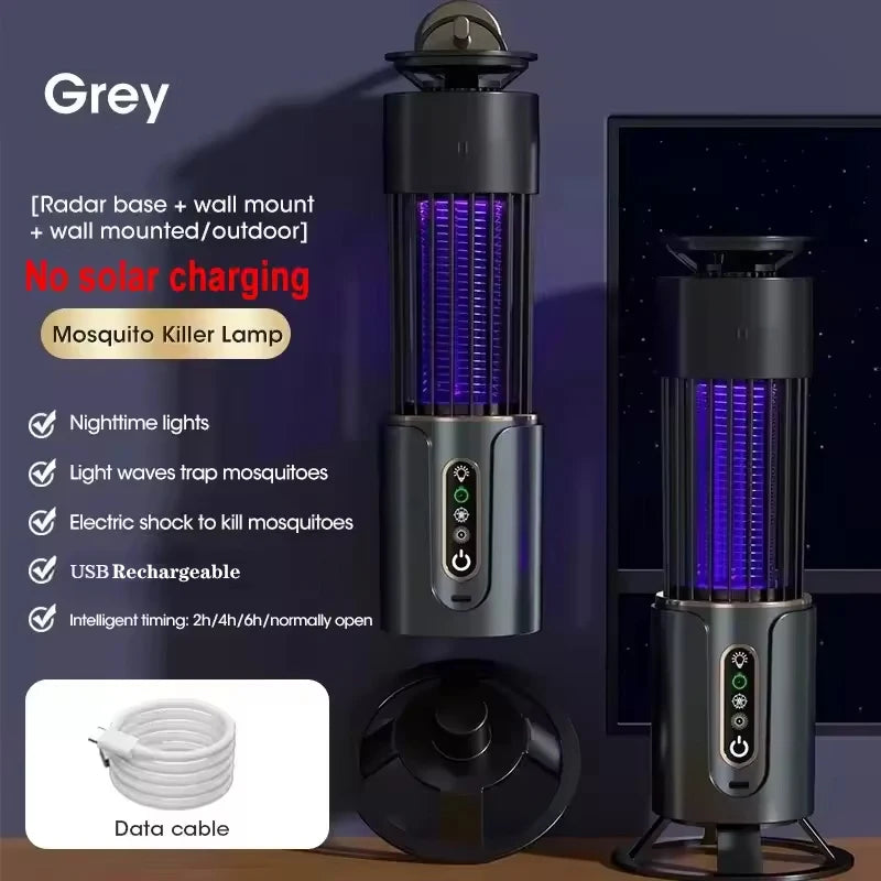 Rechargeable USB Insect Repellent Lure Lamp Solar Electric Mosquito Killer Lamps Timing 2-in-1 Portable Outdoor Camping Light