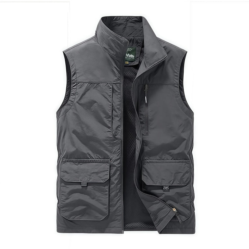 Casual loose plus-size waistcoat Sleeveless vest men's outdoor multi-pocket vest stand-up collar photography vest