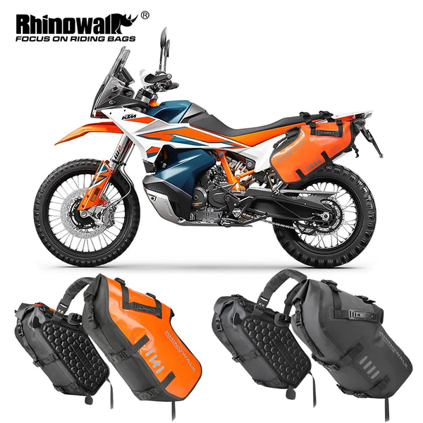 កាបូបម៉ូតូ Rhinowalk ពីរចំហៀង ការពារទឹកជ្រាប ១០០% ទំហំ ១៨លីត្រ/២៨លីត្រ/៤៨លីត្រ សមជាសកល កាបូបដាក់ឥវ៉ាន់សម្រាប់ម៉ូតូ កាបូបសម្រាប់ដាក់ឥវ៉ាន់កន្ទុយស្ងួត