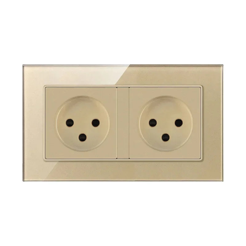 Israel Standard Black Square Tempered Glass 16A Power Wall Socket, 220V IL Plug Adapter Electric Outlet 86mm*86mm