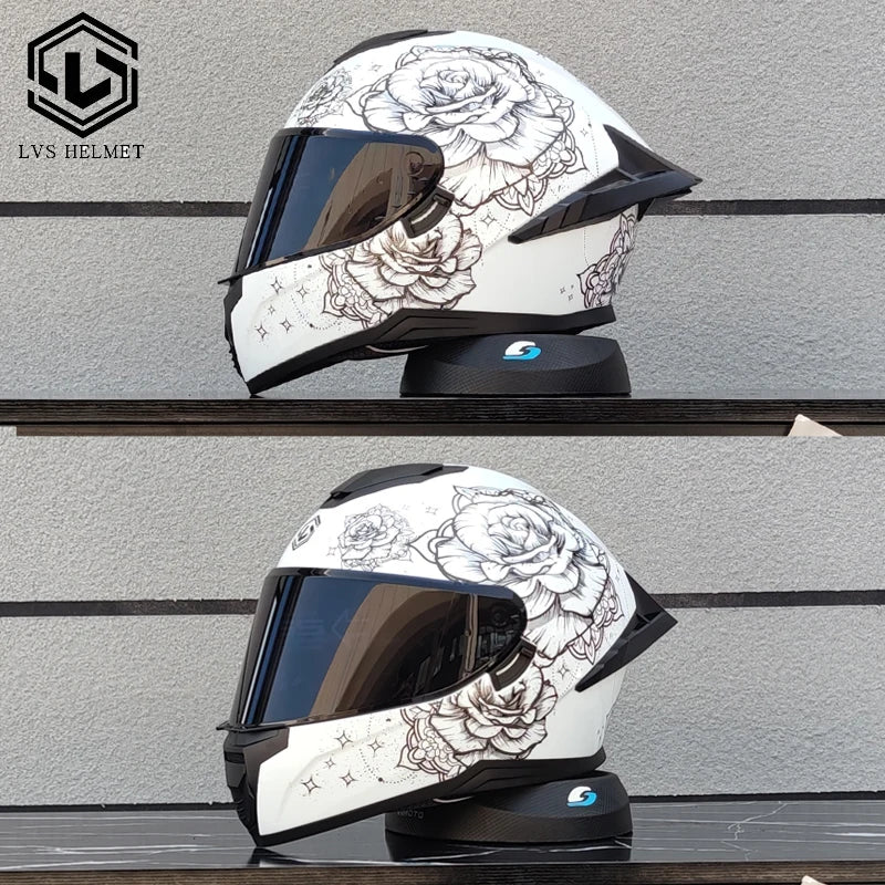Motorcycle helmet, men's and women's dual mirror full face helmet, motorcycle sports car, all season full face helmet LVS-703