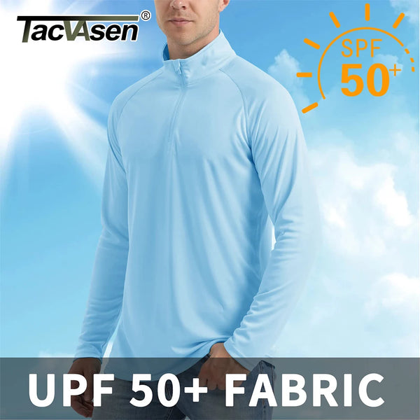 TACVASEN Mens UPF50+ UV Protection T-Shirt Lightweight Long Sleeve Quick Dry Fishing Shirt Outdoor Hiking Workout Rash Guards