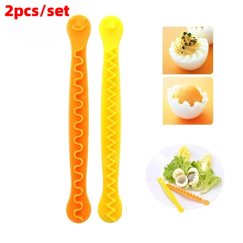 2pcs/set Fancy Cut Egg Cutter, Flower-Shaped Egg Tool for Boiled Eggs, Household Kitchen Gadget, Mandoline,Kitchen Accessories