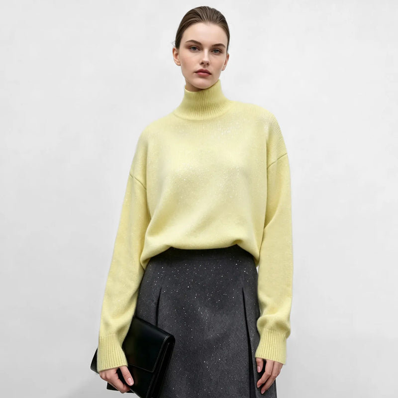 អាវយឺតប៉ាក់ Amii Turtleneck ស្មាទម្លាក់ អាវយឺតរលុងសម្រាប់នារី សាមញ្ញ ងាយស្រួលប្រើ ងាយស្រួលធ្វើដំណើរ អាវយឺតរដូវរងាសម្រាប់នារី 12624116