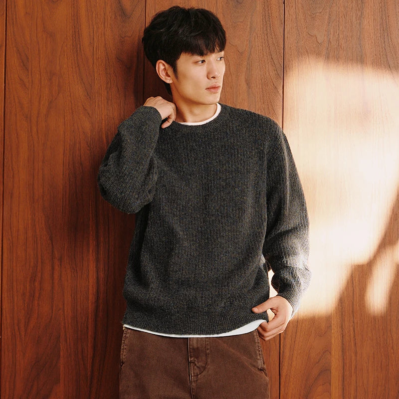 Semir Knitted Sweater Men Winter Fake Two-Piece Knitwear Base Layer Inner Wear 2025 New Marled Yarn Stylish Crew Neck Sweater