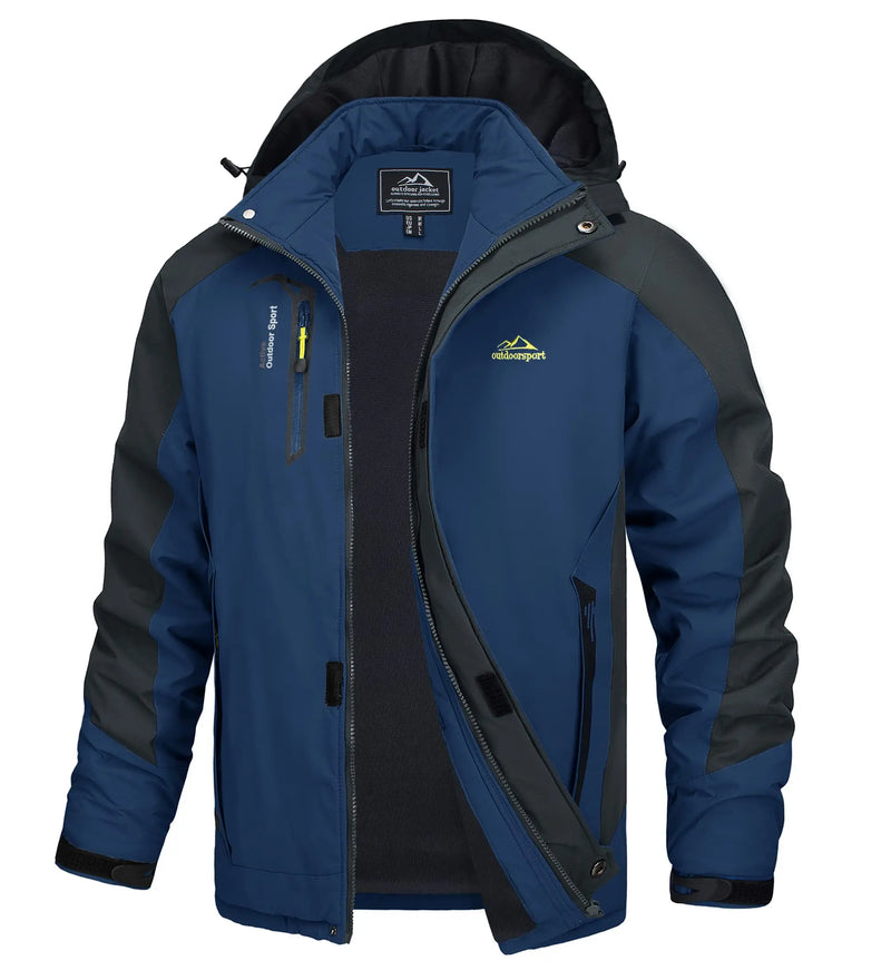 TACVASEN Outdoor Outer Shell Hiking Jacket Windbreaker Men's Hooded Trekking Coat Waterproof Mountain Work Jacket Outwear Pocket