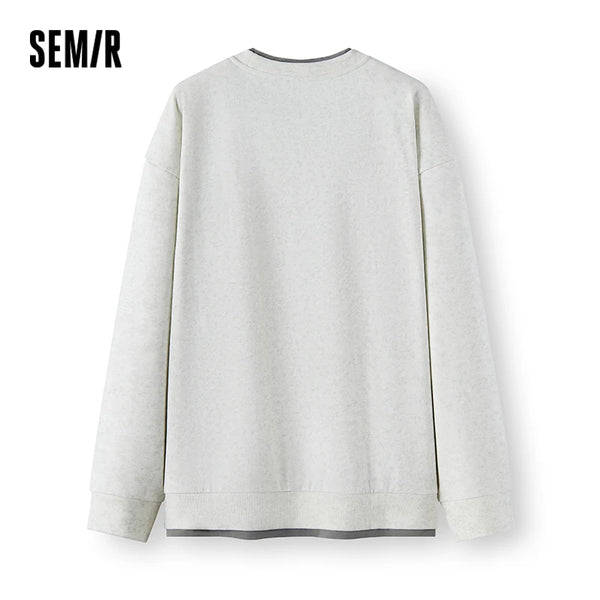 អាវយឺត Semir សម្រាប់បុរស រចនាបថទំនើប រូបរាងជាស្រទាប់ៗ រលុង កអាវធំ មានស្រទាប់រោមចៀម បោះពុម្ពក្រាហ្វិក 2026 សម្រាប់ពាក់ប្រចាំថ្ងៃរដូវរងាថ្មី