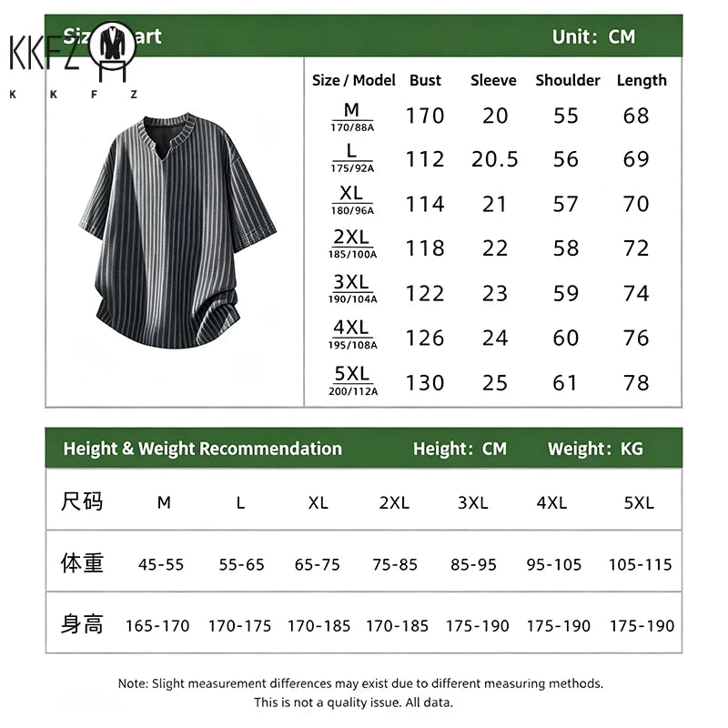 Mens Striped Textured Knit Short Sleeve Top Notched Collar Oversized Cutting Suitable For Vacation Dating And Casual Scenes