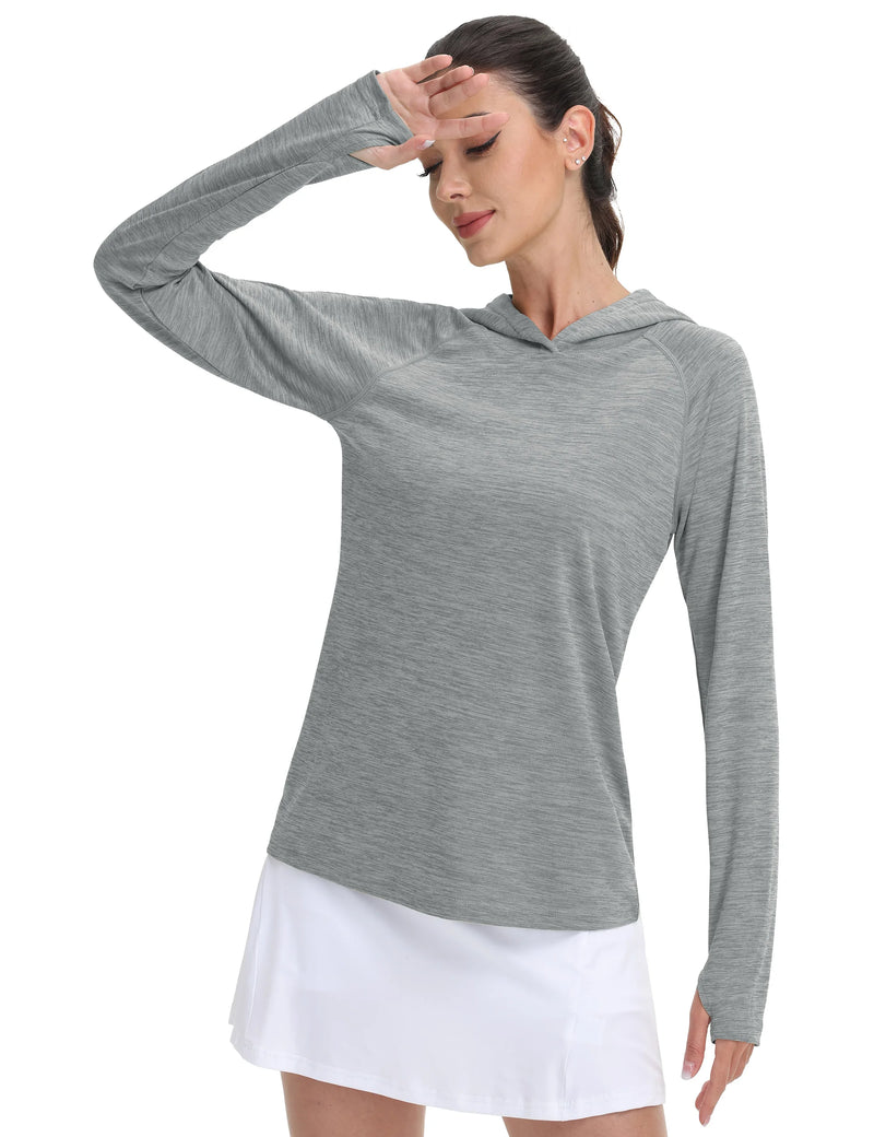 Women's UPF 50+ Sun Protection Hoodie Lightweight Long Sleeve Thumb Hole Hooded Sweatshirt for Hiking, Running & Workout