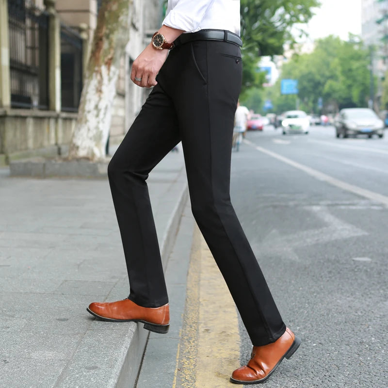 2026 Men's Black Office Trousers, Asian Size Business Casual Suit Pants, Black-Blue Pantalones Hombre, Spring Autumn Slacks 10XL