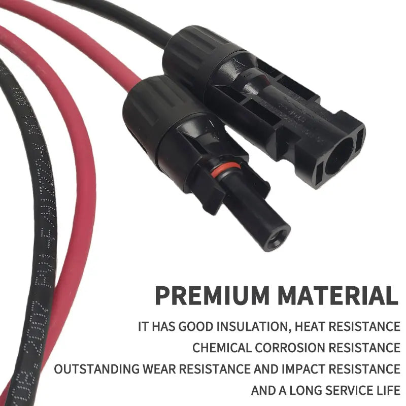 6 mm² 10AWG Extension Cable PV1-F Solar Panel Wire, Waterproof DC Connector Male & Female Pair for Photovoltaic System