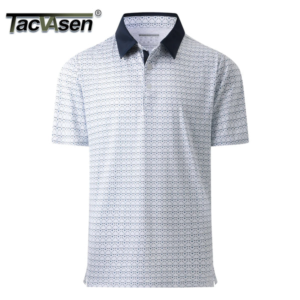 TACVASEN Mens Golf Shirt Moisture Wicking Quick-Dry Print Performance Polo Shirts for Men Lightweight Casual Work Outdoor Tops