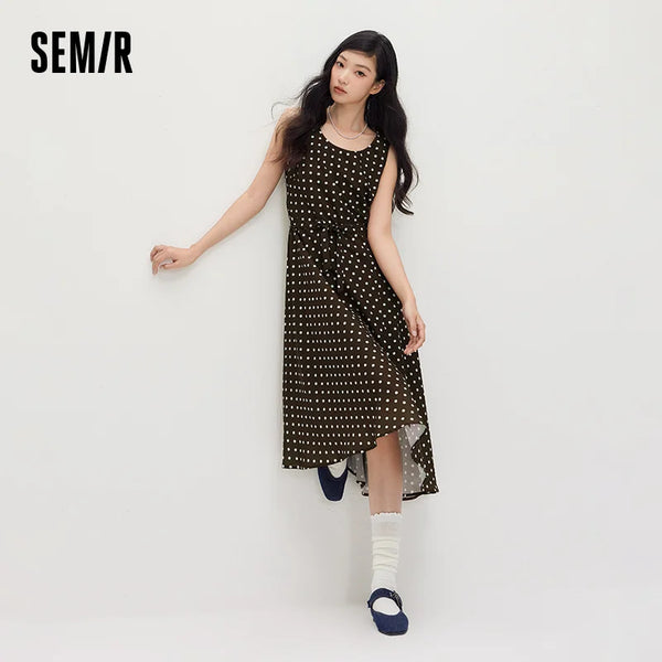 រ៉ូបស្ត្រី Semir ដៃអាវ Chiffon Midi Vintage ឆើតឆាយ Polka Dot សីតុណ្ហភាពរដូវក្តៅ 2026 អាវធម្មតា
