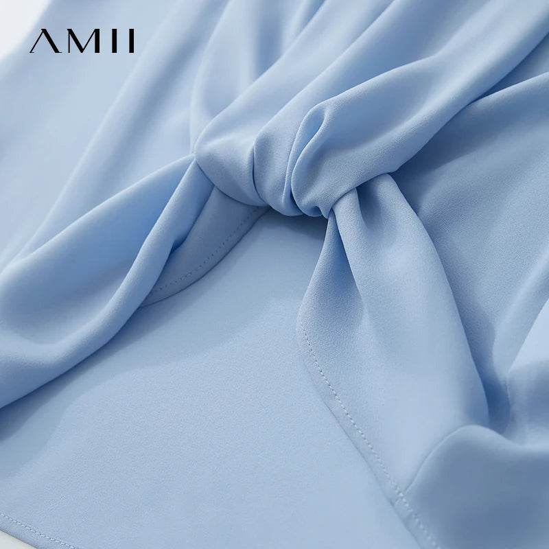 អាវ Amii Minimalist Premium Chiffon សម្រាប់នារី រដូវក្តៅ ឆ្នាំ២០២៥ កមូល អាវការិយាល័យ រចនាផ្កា ខ្សែសង្វាក់រំយោល ពណ៌តែមួយ 12542251
