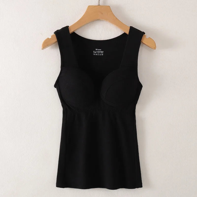 Thermal Vest German Velvet Chest Pad Underwear Bottoming Shirt Women Autumn Winter Sleepwear Top One Piece Pajamas Lingerie