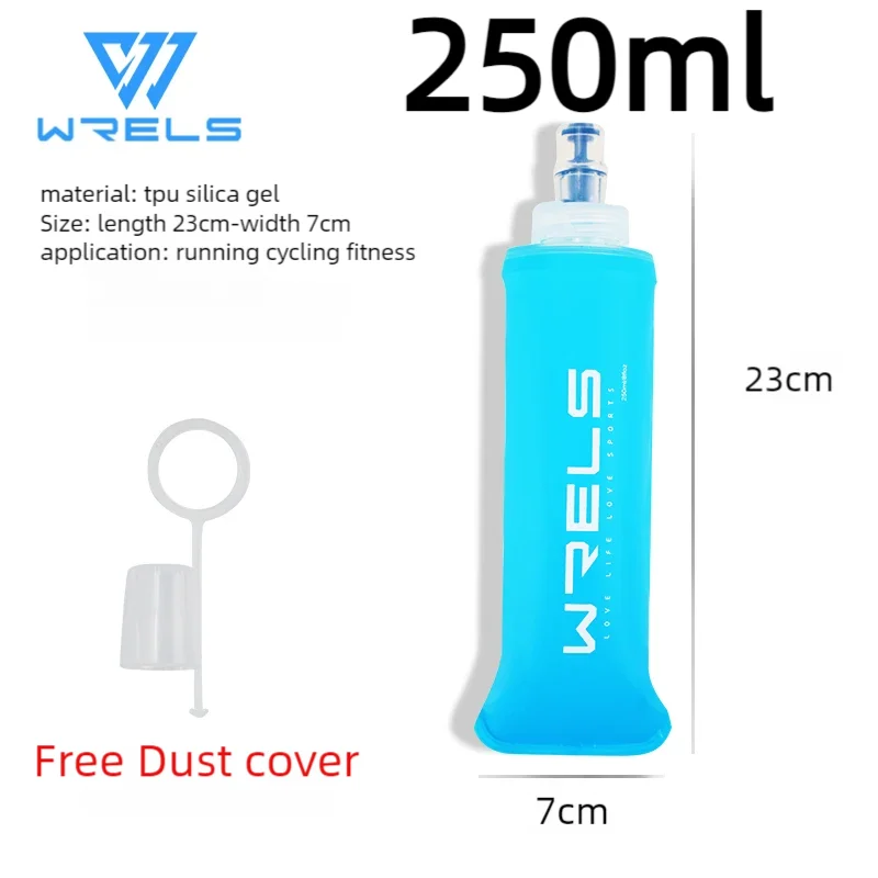 WRELS Outdoor Sport Water Bottle Foldable Silicone Soft TPU Flask Water Bag Camping Running Hiking Cycling Portable Water Bottle