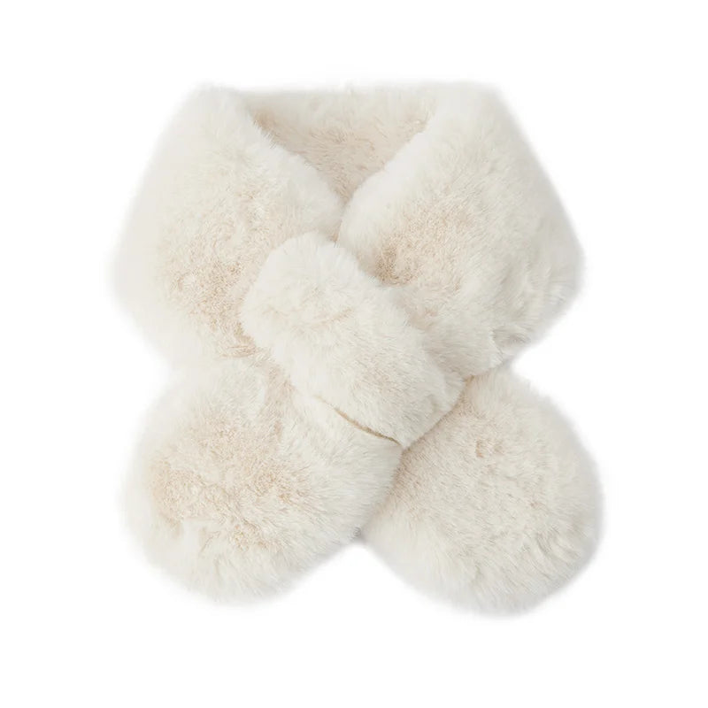 Semir Soft Scarf  Fuzzy Shawl Women Autumn Winter 2025 Warm Plush Short CrossPattern Stylish Casual Comfortable