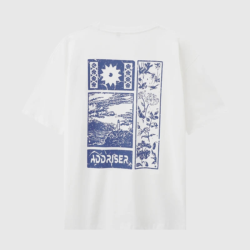 DUKEEN 240G Heavyweight Men's T Shirts 100% Cotton Summer New Fashion Print Crew Neck Short Sleeve Tees Men's Clothing