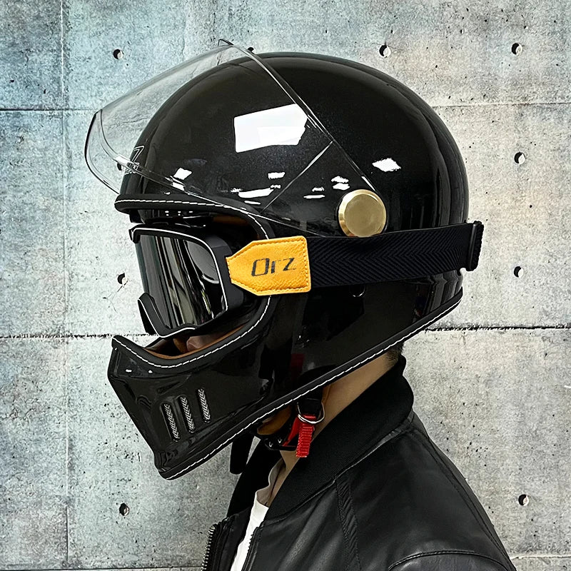 ORZ-MY83 Retro motorcycle helmet, retro coffee racing, full face, DOT certification, JET