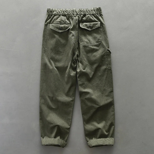 Spring Autumn 100% Cotton Casual Cargo Straight Trousers for Men Clothing Zipper Fly Joggers Streetwear AZ674