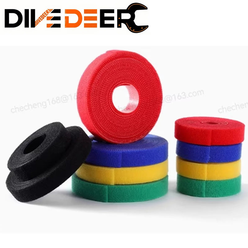5Meter/Roll Reusable Fastening Tape Cable Ties 10/15/20/25mm Double Side Hook and Loop Straps Cable Wire Management Tape