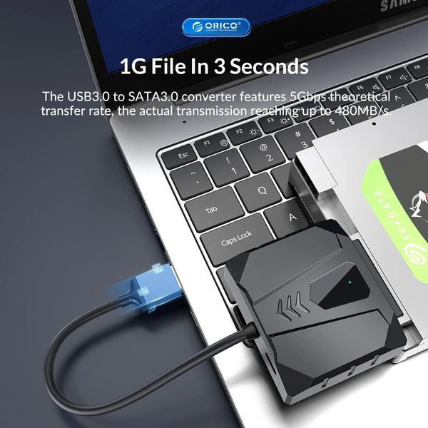 ORICO 2.5 Inch SATA Adapter with 2.5" Silica gel Box HDD Enclosure Case  for 2.5'' HDD/SSD External Hard Drive Disk 50 CM Cable
