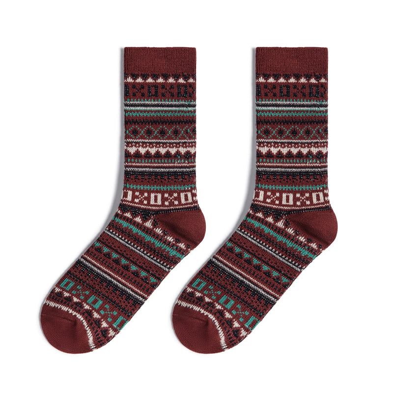 Maden Men's Vintage Fair Isle 4 Pairs Socks Pattern Mid-Calf Knit Socks Thermal Warm Long Socks for Fall and Winter & Christmas
