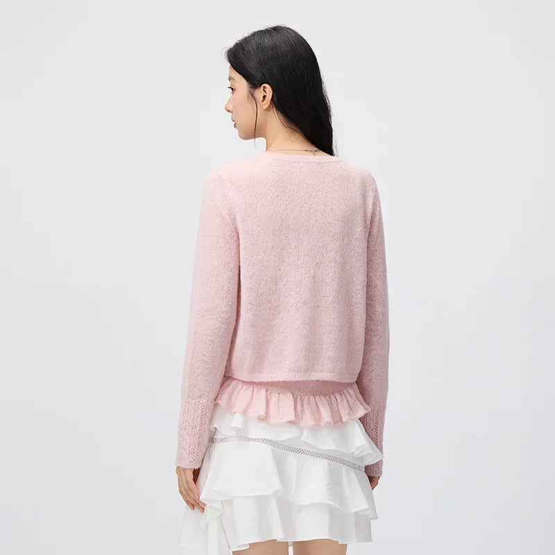 Semir Women Cardigan Lace Cami Short Knit Two Piece Sweet Elegant Casual Style Autumn Sweater Outdoor Wear 2026