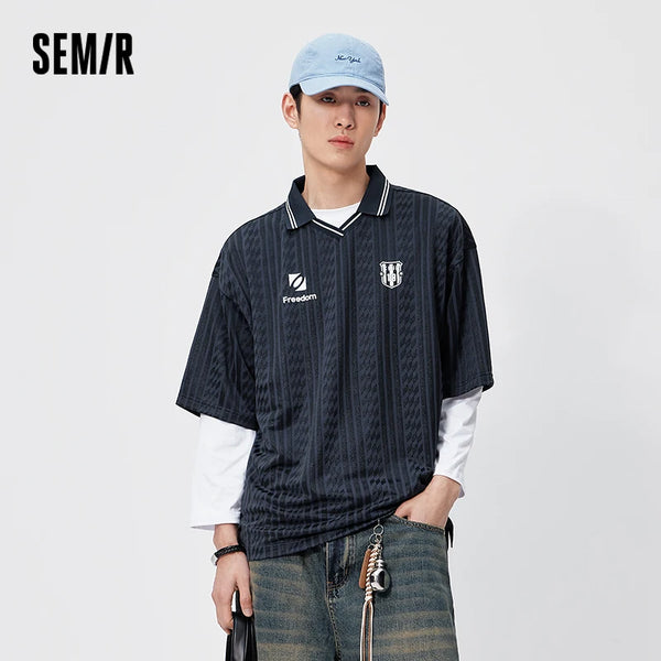 អាវប៉ូឡូបុរស Semir ពណ៌ប្លុក Lapel ប៉ាក់ធម្មតា ស្ទីលស្ព័រ Vitality Jersey ម៉ូដរដូវក្តៅឆ្នាំ ២០២៦