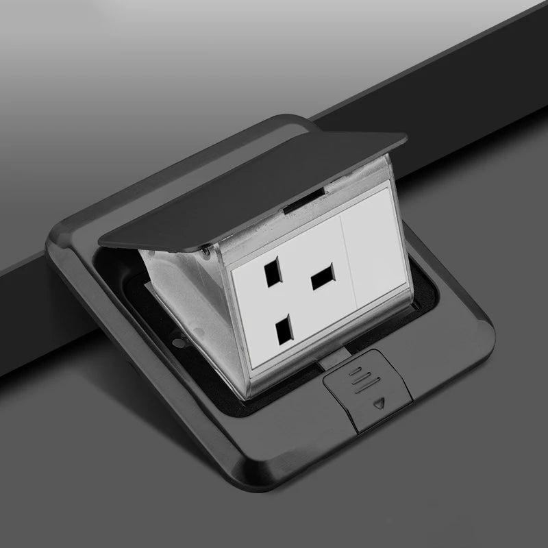 UK Standard 13A floor waterproof socket,British Kitchen Bedroom indoor Waterproof outlet hidden computer Stainless Steel plug