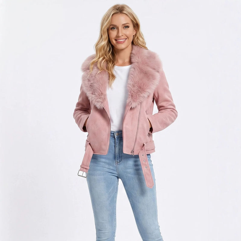 New Fall/winter Women's Loose-fitting, Warm Jackets; Short Coats with Detachable Fur Collars;Available in Black,Gray,Brown,Pink.