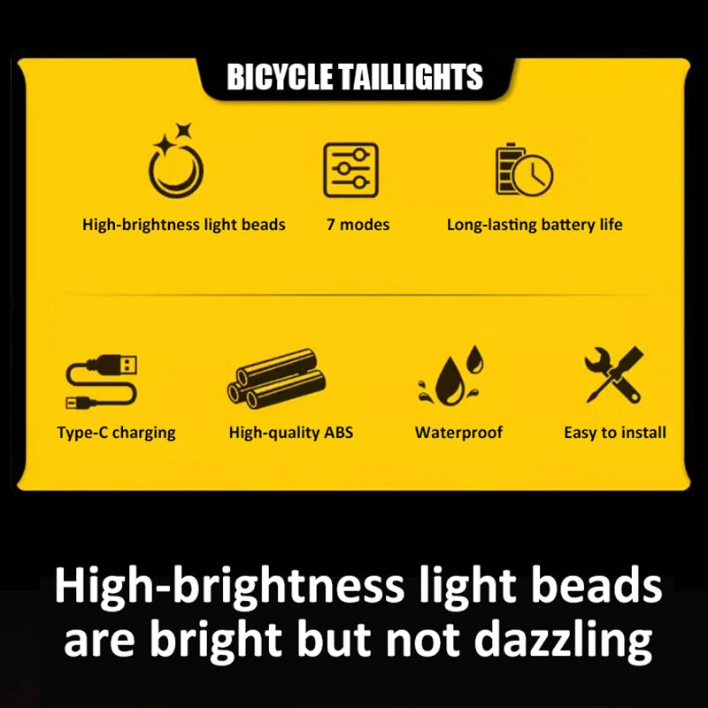 Bicycle Light Super Bright Headlight & Tail Light  7Modes USB Rechargeable Bike Accessories Flashlight for Mountain Night Riding