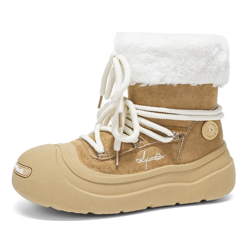 Men women's padded casual snow boots winter new warm plush high-top cotton boots couples outdoor anti-slip fashion walking boots