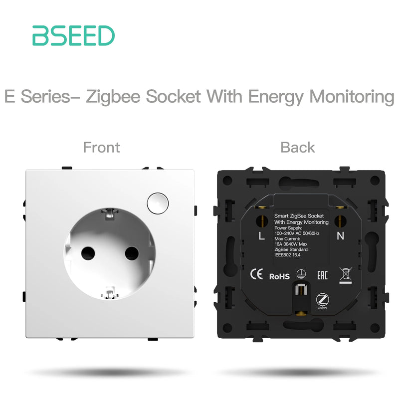 BSEED E Series 1/2/3/4Gang Zigbee Button Light Switch Module Plastic Frame Smart Socket DIY Part Tuya Smart Life Control