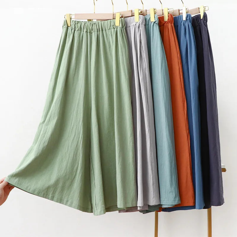 Spring Autumn Loose Wide Leg Pants Cotton Linen Home Wear Trousers New Sleeping Pajamas Pant Women Sleepwear Pantalon De Pijama