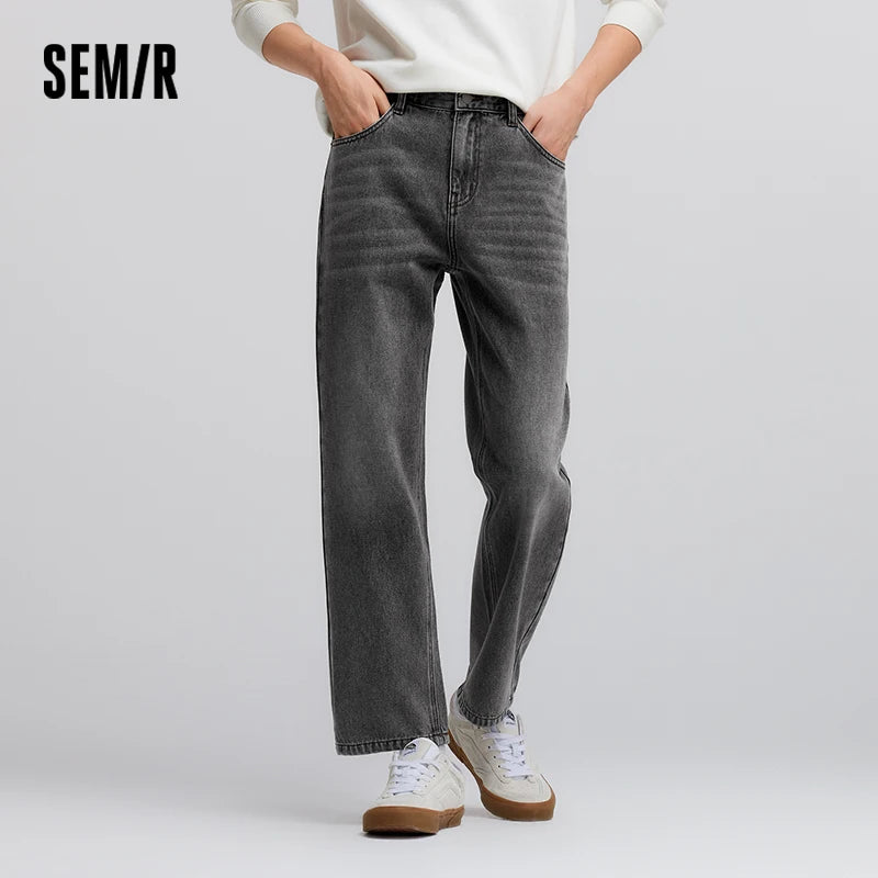 Semir Loose Pants Retro Men 2025 Spring Straight Denim Basic Casual Trousers Long Cut Comfortable Relaxed Style