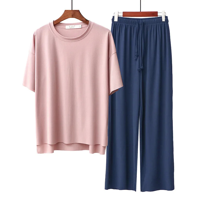 INS Style Comfortable Home Clothes For Women New Spring Summer Sleepwear Set Casual Loose Pajamas Female Nightwear Pijamas Suit