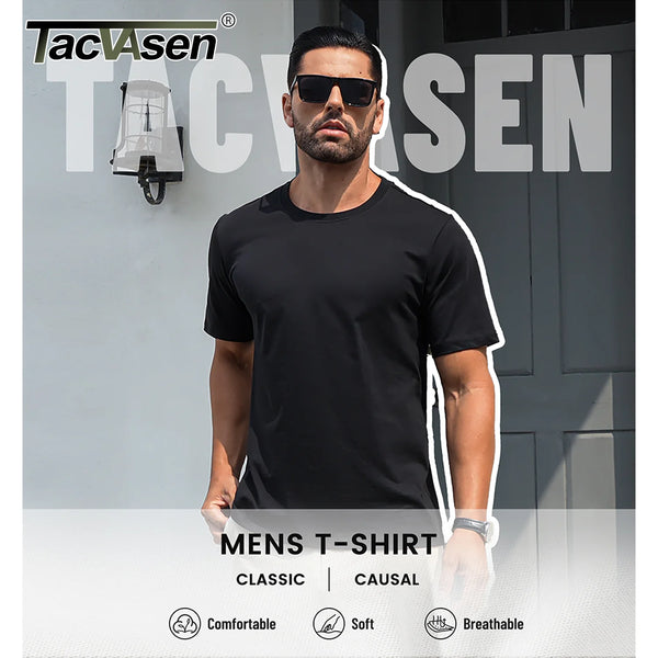 TACVASEN Short Sleeve Crew Neck Cotton T-shirts Mens Breathable Casual T-shirt Sports Pullover Basic Tee Shirts Tops Clothing