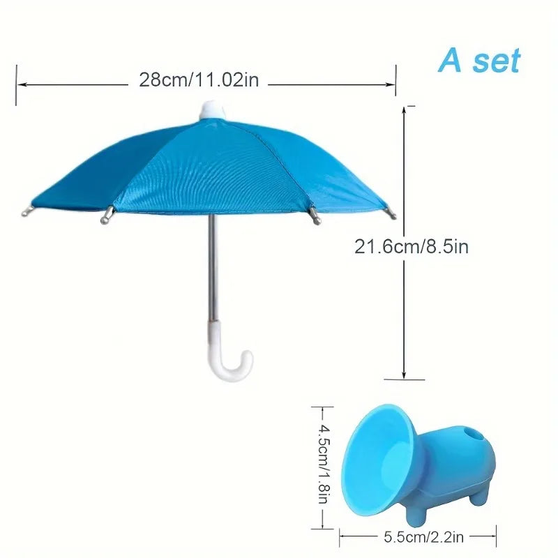 1Pack Mini Phone Umbrella with pig Suction Cup Stand  Anti Glare Sun Protection,Rain Shield for Smartphones.Durable Construction