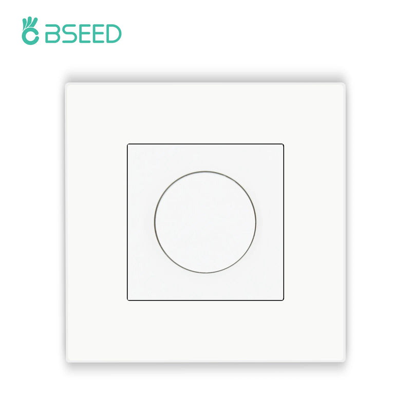 BSEED Rotary Switch LED Dimmer Light Switch With 1/2/3Gang Button Light Switch EU Wall Power Socket PC Plastic Frame