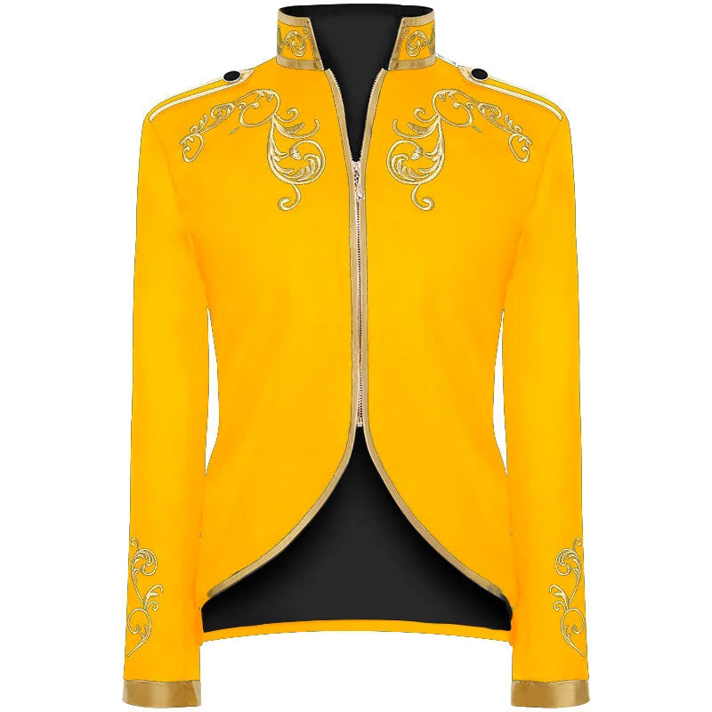 2026 New Halloween Men's Fashion Jacket, Blue Court Prince Embroidered Coat, Red Black White Purple Green Available Jackets