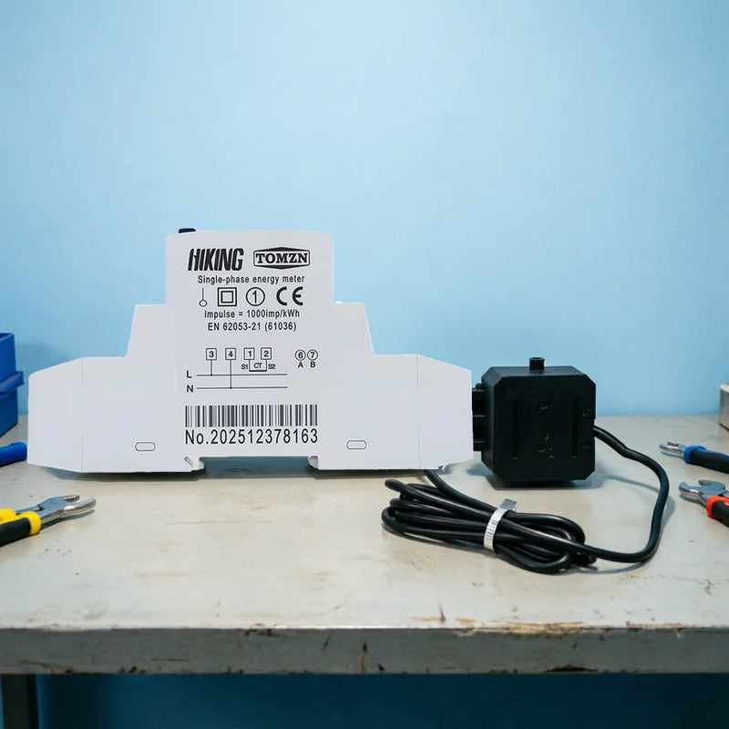 TOMZN CT Energy Meter LCD,85-300V(400Vmax),100A,50/60Hz,meas.pos/rev active&reactive energy,V,A,Hz,PF,backlight.