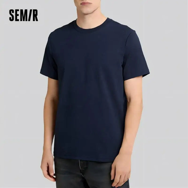 Semir 2026 Short-Sleeved T-Shirt Men Spring New Pure Cotton Bottoming Shirt Simple Commuting Casual Top Solid Color Round Neck