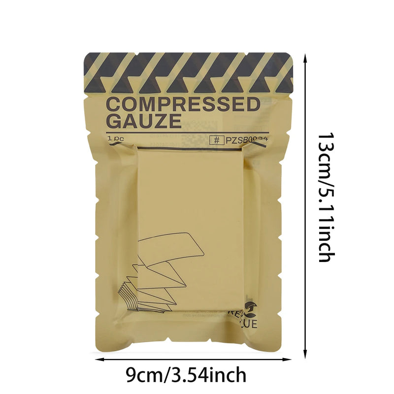 RHINO RESCUE Compressed Gauze Z-Fold Cotton Dressing High Absorbency Vacuum Packed IFAK Kit Outdoor Hiking Camping Safety Prep